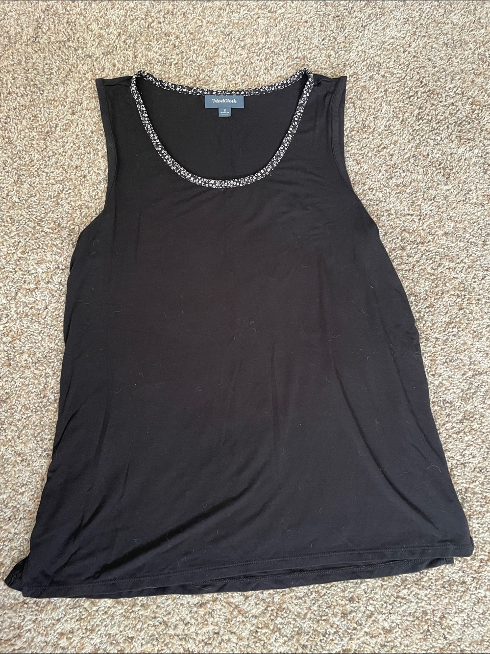 ModCloth Black Beaded Scoop Neck Tank size S